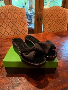 kate spade Black Knot-Front Platform Slide Sandals